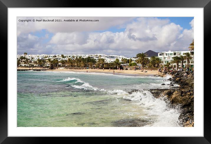 Lanzarote Beach Resort Costa Teguise Framed Mounted Print by Pearl Bucknall