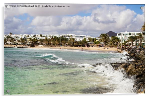 Lanzarote Beach Resort Costa Teguise Acrylic by Pearl Bucknall