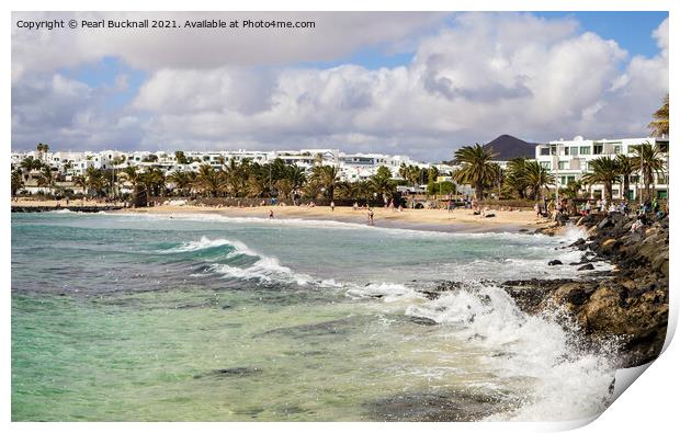 Lanzarote Beach Resort Costa Teguise Print by Pearl Bucknall