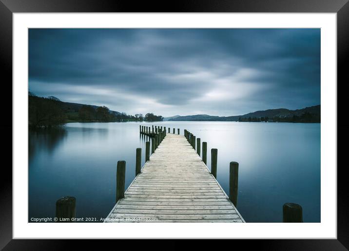Jetty on Coniston Water. Framed Mounted Print by Liam Grant
