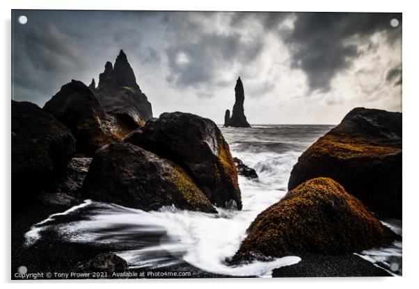 Rocky beach Iceland Acrylic by Tony Prower