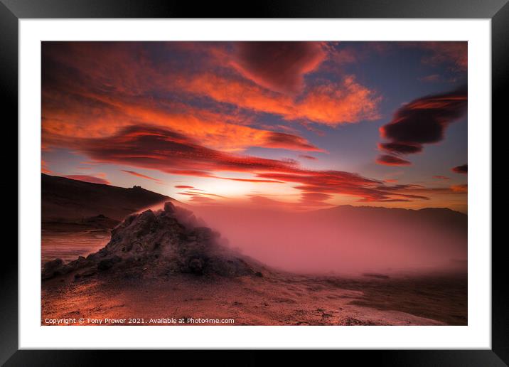 Fumarole Fire Framed Mounted Print by Tony Prower