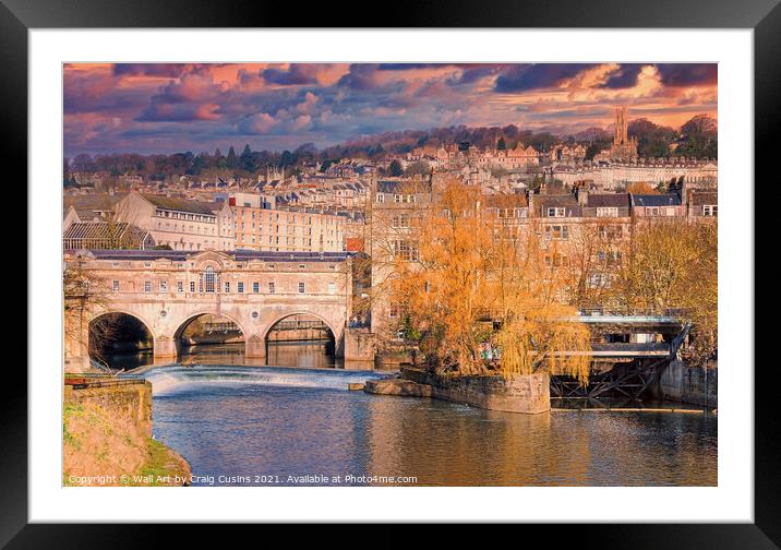 Pulteney Covered Bridge in Bath England Framed Mounted Print by Wall Art by Craig Cusins