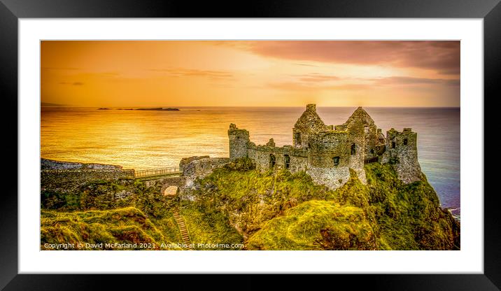 Majestic Dunluce Castle at Sunset Framed Mounted Print by David McFarland