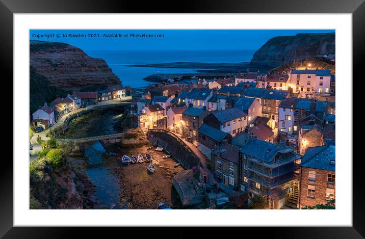 Staithes Harbour at Dusk Framed Mounted Print by Jo Sowden