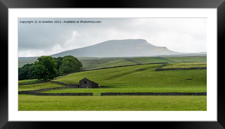 Pen y Ghent in the Rain Framed Mounted Print by Jo Sowden