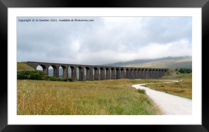 The Ribblehead Viaduct, Yorkshire Framed Mounted Print by Jo Sowden