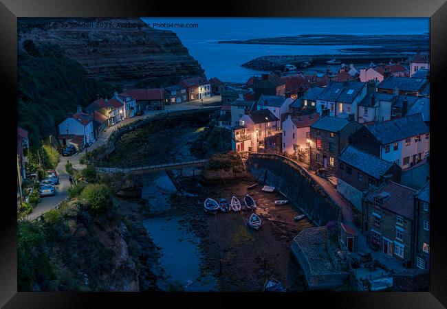 Staithes at Night, North Yorkshire Framed Print by Jo Sowden