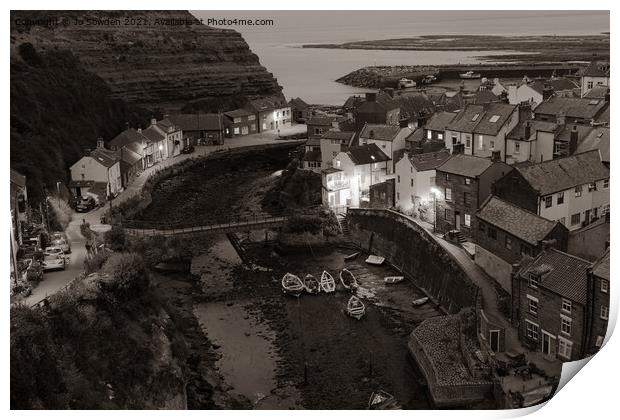 Staithes in Mono Print by Jo Sowden