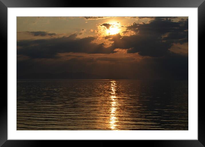 Arran silhouetted in moody sunset sky Framed Mounted Print by Allan Durward Photography