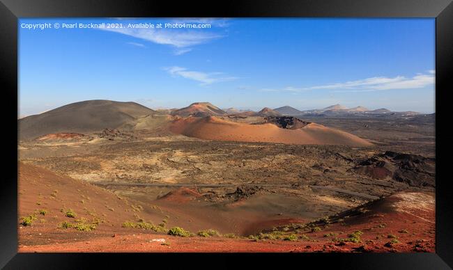 Lanzarote Fire Mountains and Volcanic Landscape Framed Print by Pearl Bucknall