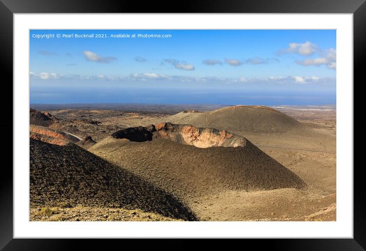 Lanzarote Fire Mountains in Volcanic Landscape Framed Mounted Print by Pearl Bucknall