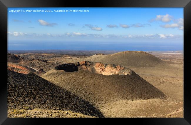Lanzarote Fire Mountains in Volcanic Landscape Framed Print by Pearl Bucknall