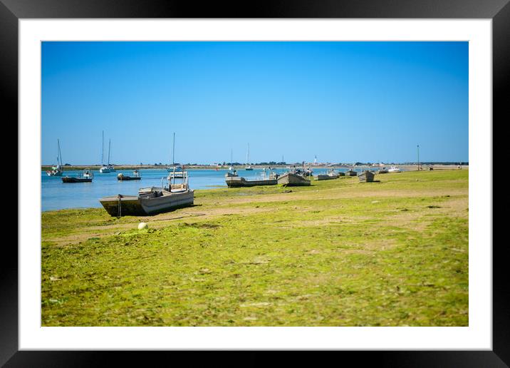 Boats for oysterculture Framed Mounted Print by youri Mahieu
