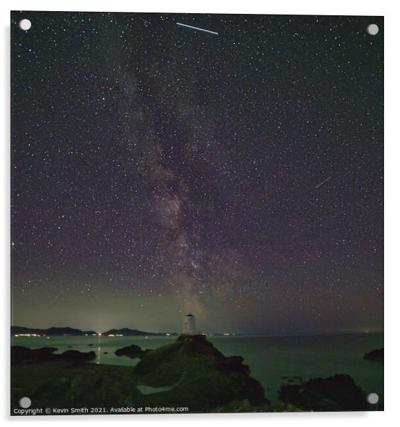Ty Mawr Lighthouse Milky Way  Acrylic by Kevin Smith