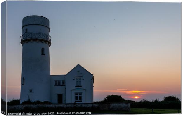 The Lighthouse In Old Hunstanton At Sunset Canvas Print by Peter Greenway