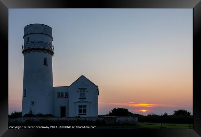 The Lighthouse In Old Hunstanton At Sunset Framed Print by Peter Greenway