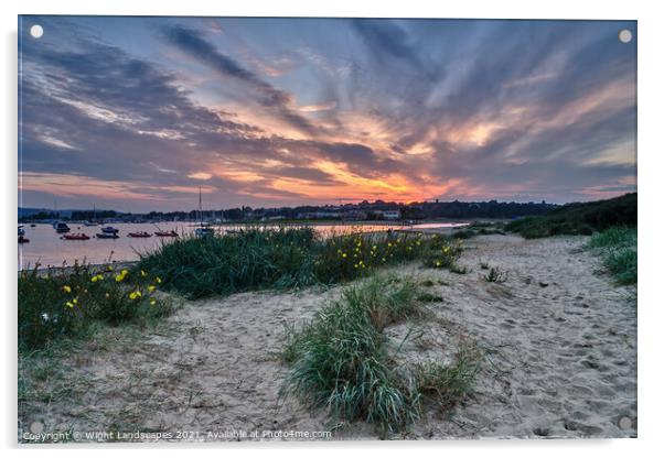 Bembridge Silver Sands Sunset Acrylic by Wight Landscapes