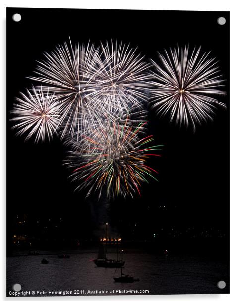 Fireworks at Plymouth Acrylic by Pete Hemington