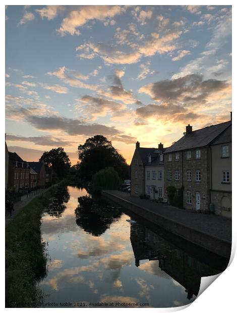 Ryeford Canal Gloucestershire, Reflections Print by Charlotte Noble