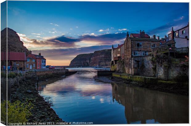 Staithes Reflections Canvas Print by Richard Perks