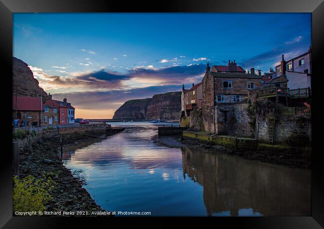 Staithes Reflections Framed Print by Richard Perks