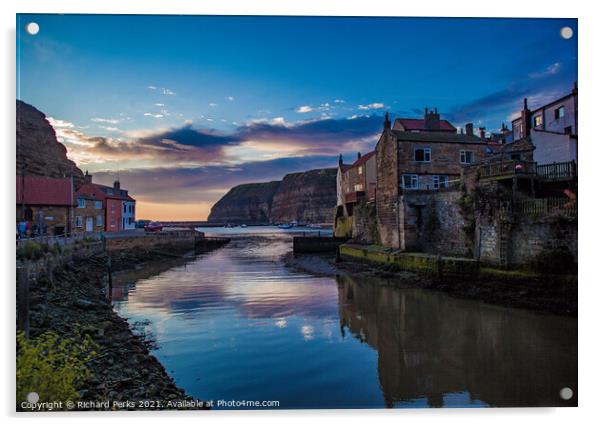 Staithes Reflections Acrylic by Richard Perks