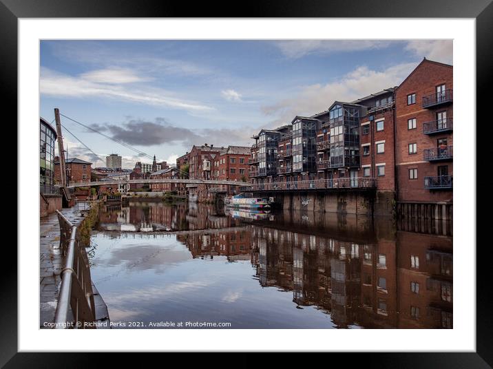 Leeds Millenium bridge reflections Framed Mounted Print by Richard Perks