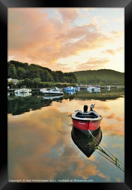 Sunset Calm On The Looe River. Framed Print by Neil Mottershead