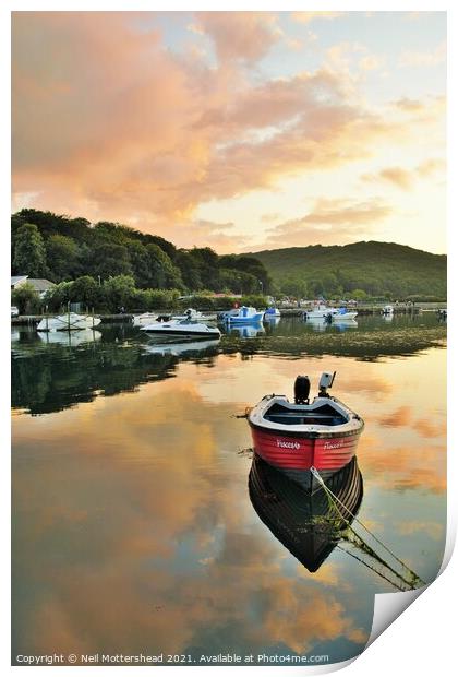Sunset Calm On The Looe River. Print by Neil Mottershead