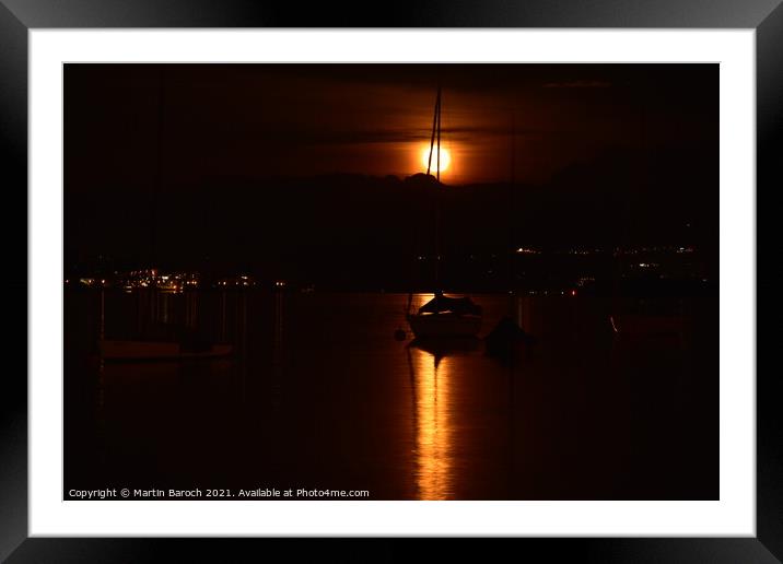 Moonrise over Lake Zurich Framed Mounted Print by Martin Baroch