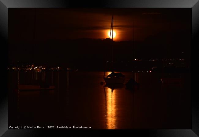 Moonrise over Lake Zurich Framed Print by Martin Baroch