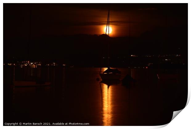 Moonrise over Lake Zurich Print by Martin Baroch