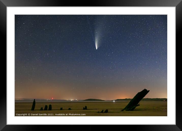 Comet NEOWISE over Rhossili Bay Framed Mounted Print by Dan Santillo