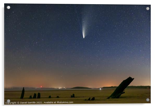 Comet NEOWISE over Rhossili Bay Acrylic by Dan Santillo
