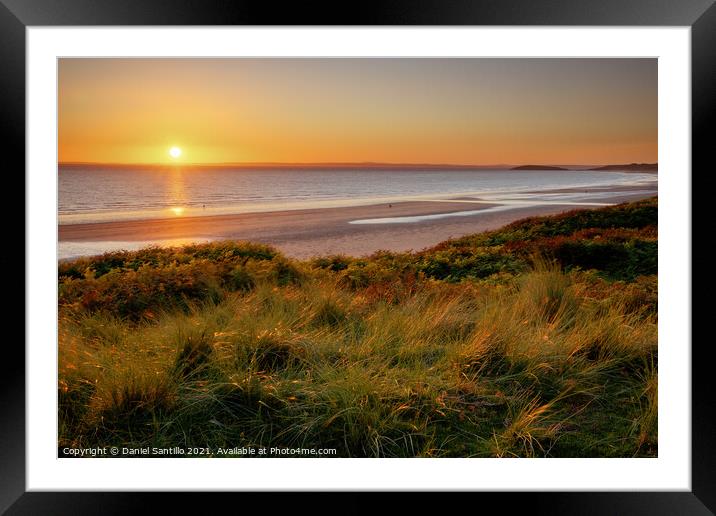 Rhossili Bay Sunset Framed Mounted Print by Dan Santillo