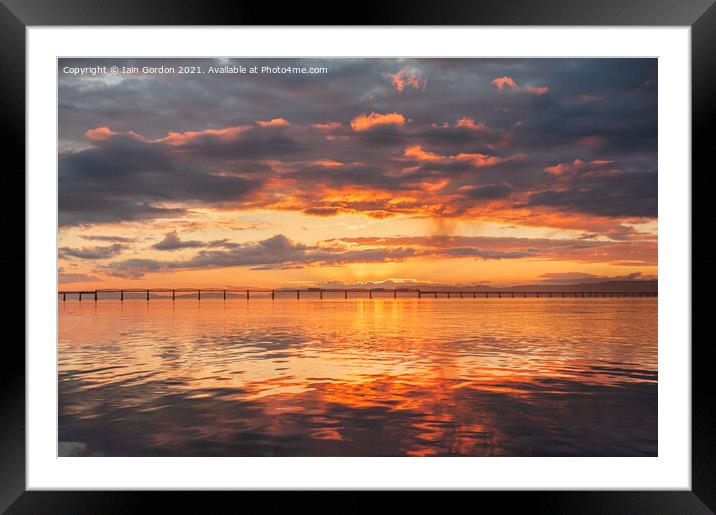 Gorgeous Sunset over the Tay Rail Bridge Dundee Scotland Framed Mounted Print by Iain Gordon