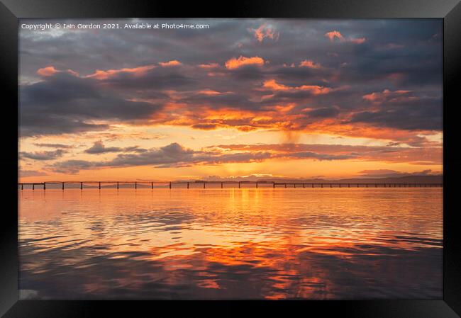 Gorgeous Sunset over the Tay Rail Bridge Dundee Scotland Framed Print by Iain Gordon