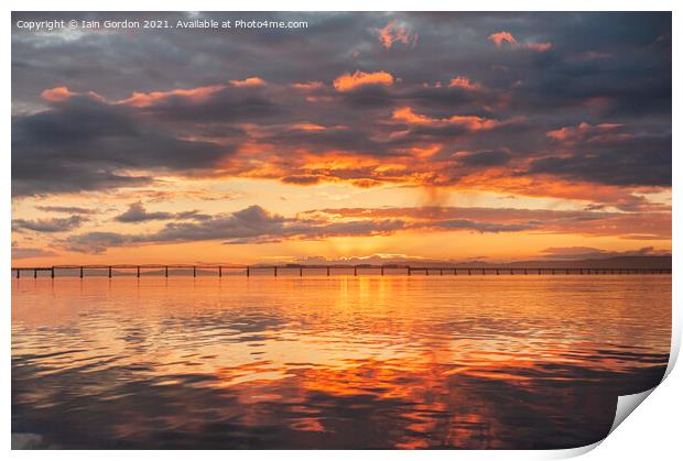 Gorgeous Sunset over the Tay Rail Bridge Dundee Scotland Print by Iain Gordon