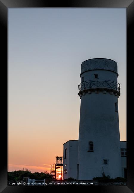 The Lighthouse In Old Hunstanton At Sunset Framed Print by Peter Greenway