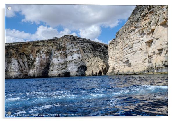 Blue Grotto high cliffs Malta  Acrylic by Diana Mower