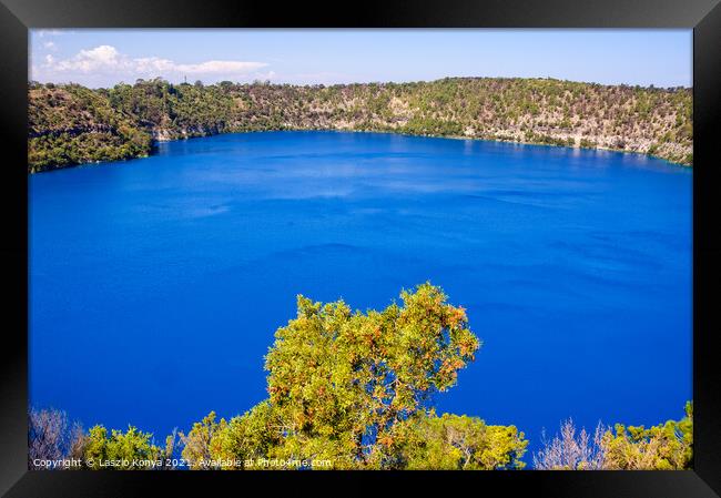 Blue Lake - Mount Gambier Framed Print by Laszlo Konya