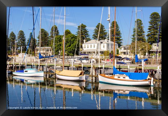 On anchor - Port Fairy Framed Print by Laszlo Konya