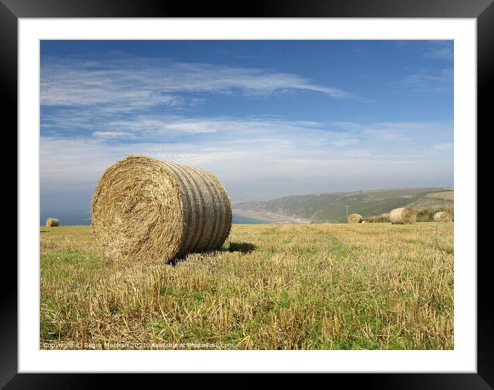Golden Stubble and Hay Bales Framed Mounted Print by Roger Mechan