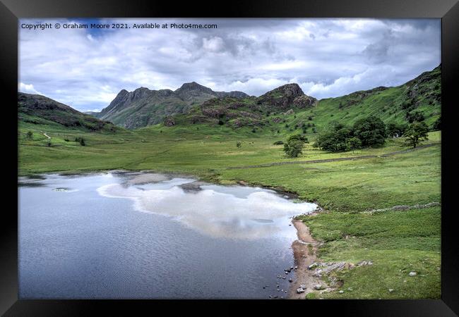 Blea Tarn the Langdale Pikes and Side Pike Framed Print by Graham Moore