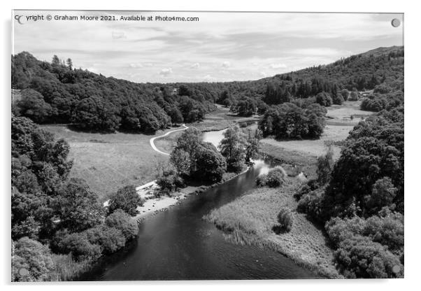 River Brathay at Elterwater monochrome Acrylic by Graham Moore