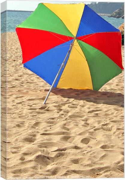 Windswept Rainbow Umbrella Canvas Print by Roger Mechan