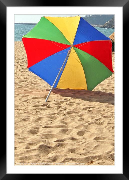 Windswept Rainbow Umbrella Framed Mounted Print by Roger Mechan