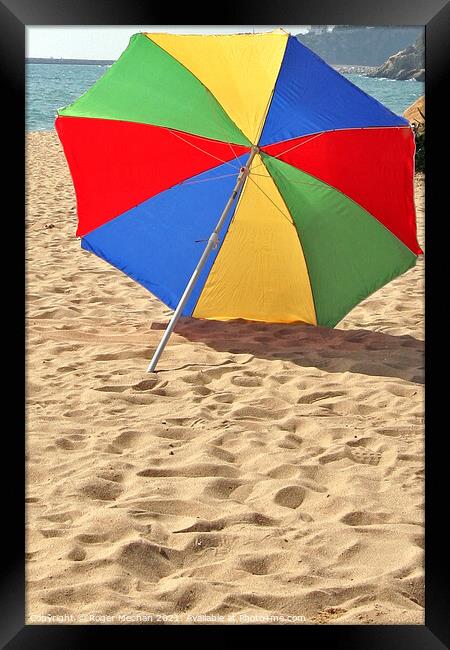 Windswept Rainbow Umbrella Framed Print by Roger Mechan
