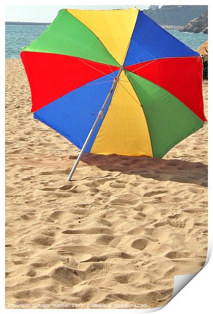 Windswept Rainbow Umbrella Print by Roger Mechan